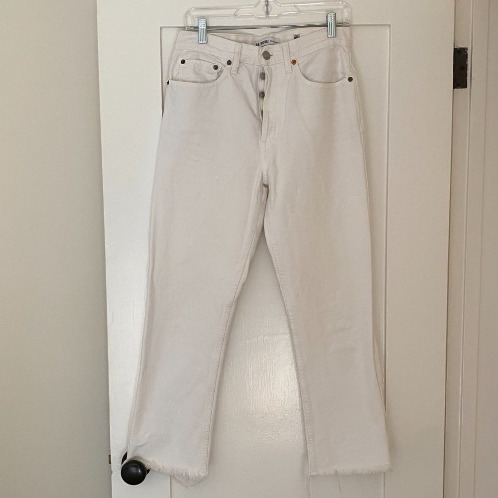 RE/DONE HIGH RISE STOVE PIPE WHITE JEANS